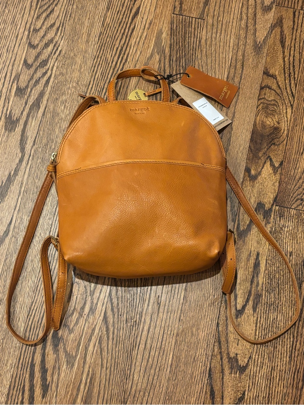 Margot Cognac Tan Leather Mini Backpack NWT